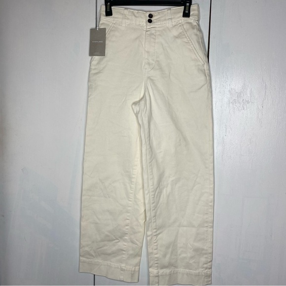 Everlane The Organic Wide Leg Pant size 2 in Bone NWT - Picture 4 of 14